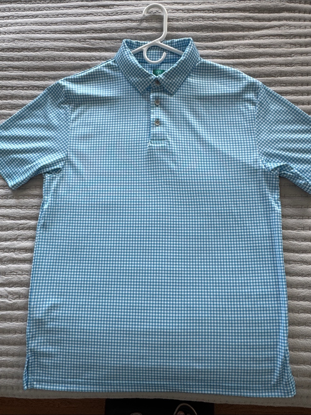 Pro Tour Men's Light Blue Gingham Polo Shirt
